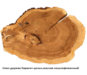 Спил Карагач цельн.массив нешлифованный №K5859 / 80 * 430 * 520 мм