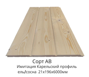 Имитация Бруса  карельский профиль Ель/Сосна АВ цельн.массив 