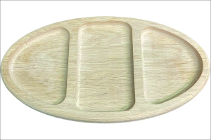 Менажница 3 отделения овал / Дуб / масло-воск / 20 * 165 * 295 мм