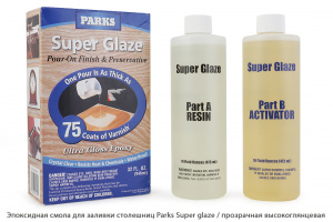 Эпоксидная смола для заливки столешниц Parks Super glaze прозрачная высокоглянцевая