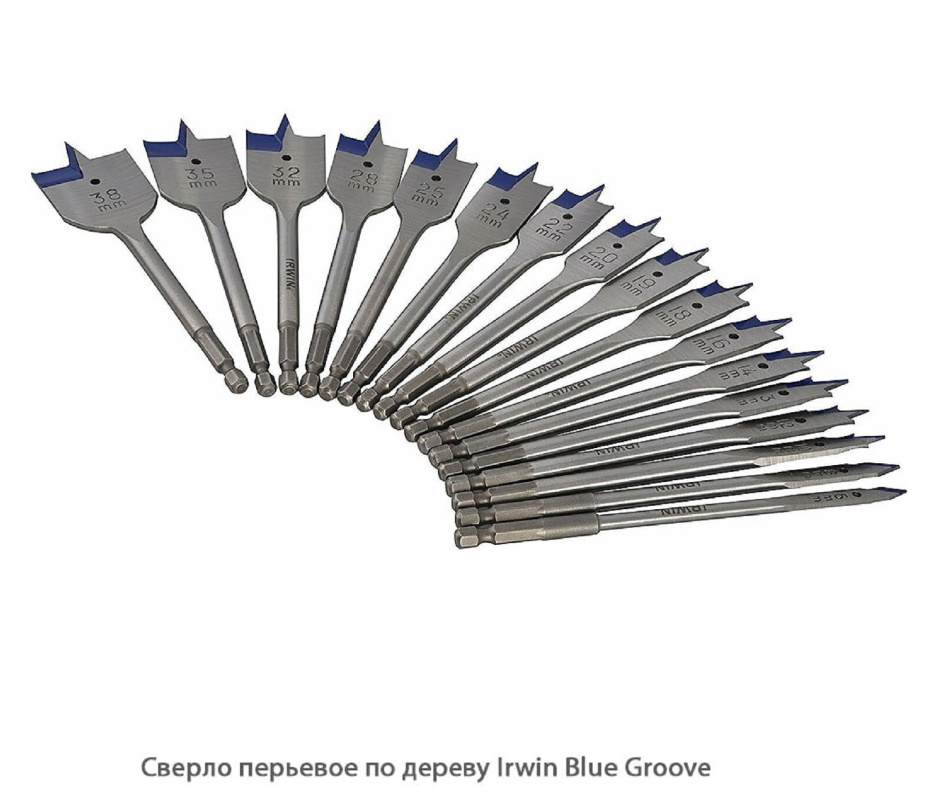 Сверло перьевое по дереву Irwin Blue Groove Сверло перьевое по дереву Irwin Blue Groove