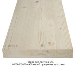 Тетива для лестниц Ель АВ сращенная закр.шип