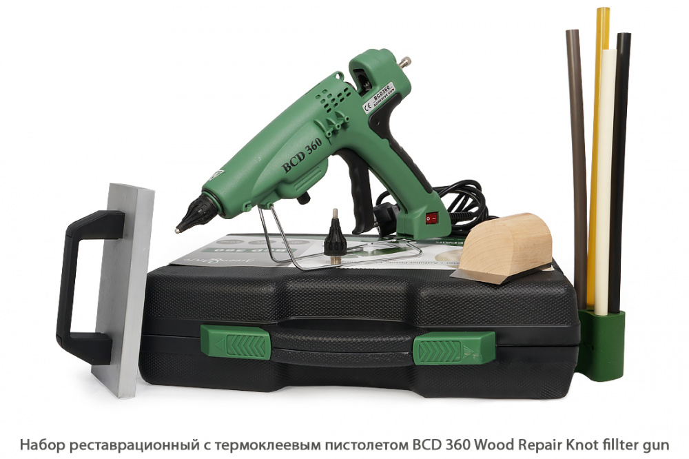 Набор реставрационный с термоклеевым пистолетом Wood Repair BCD 360 Knot fillter gun