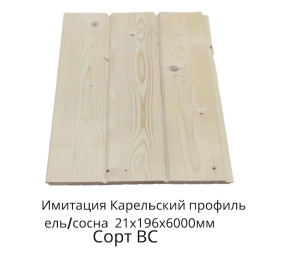 Имитация Бруса  карельский профиль Ель/Сосна ВС цельн.массив 