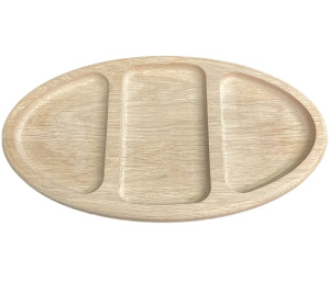 Менажница 3 отделения овал / Дуб / масло-воск / 20 * 165 * 295 мм