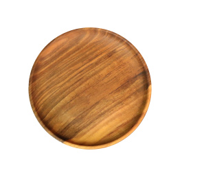 Тарелка деревянная цельная  плоская / Орех / масло-воск / Ø 200 мм, h -10 мм 